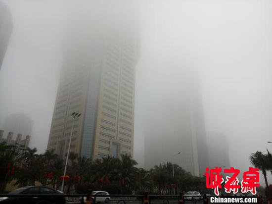 2月25日,海口市区大雾弥漫。尹海明 图